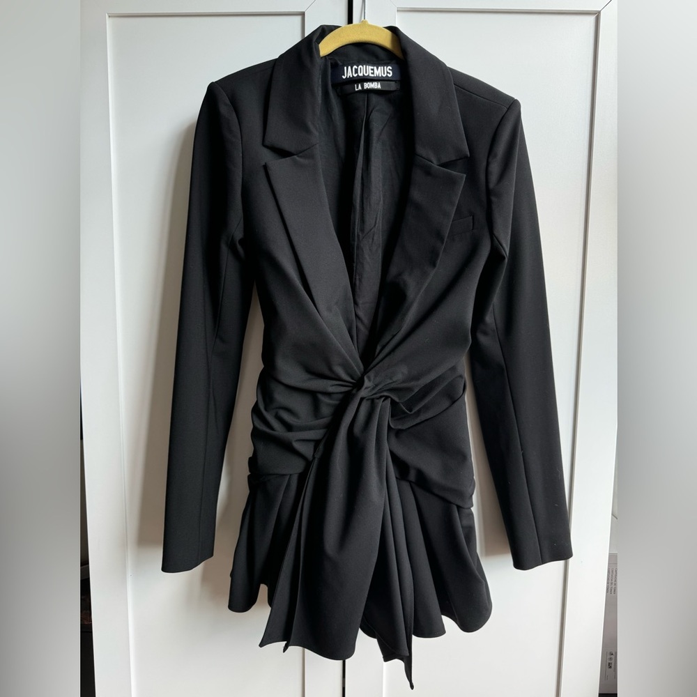 Jacquemus La Bomba black mini dress in size 34 (fits XS)